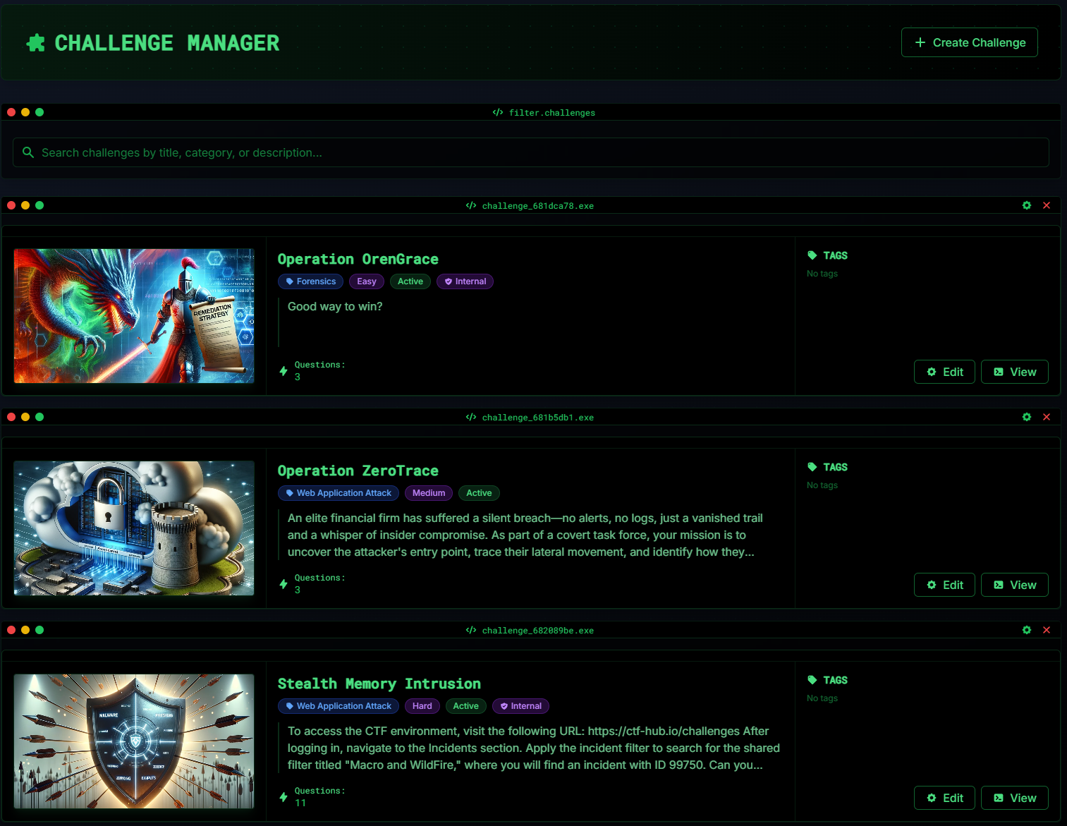 Challenge Management Dashboard
